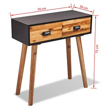 Tidyard Comodino da Chic Modern, 2 Cassetti, Legno Massello di Acacia, 70x30x75 cm