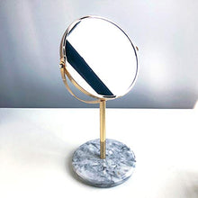 Specchio da tavolo per toeletta Rotonda dello specchio di bellezza, Spin compongono Doppio specchio portatile Nordic dello specchio di stile decorativo Marmo Modello Tavolo base a specchio Specchio pe