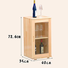 HAIYU- Armadio Laterale in Legno Massello Cremagliera del Vino da Cucina in Stile Rustico Ripiano per Vino a Doppio Strato con Anta in Vetro, 40 x 35 x 72,6 cm, Montaggio Facile