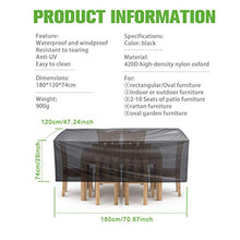 Copertura Mobilia Giardino Impermeabile Coperture Tavoli Esterno 210D Poliestere Oxford Coperture Arredo Mobili Giardinoanti-UV Impermeabili Tessuto Copertura della Mobilia,180x120x74cm