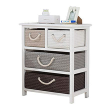 AINIYF Comodino Semplice, Armadio a Quattro cassetti in Rattan, cassettiera in Paglia di Grano, Comodino, 20x12x24 Pollici, Bianco