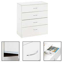 Infilm, cassettiera moderna in legno con 4 cassetti, bianco semplice e funzionale comodino per camera da letto, armadio, ingresso, corridoio, stanza dei bambini