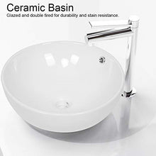 Ejoyous Lavabo da Appoggio,con Fori di drenaggio per bagni di Famiglia WC Cucine Hotel 44x16.5 cm,Bagno Rotondo in Ceramica lavabo da appoggio Lavandino lavello in Ceramica Bianco
