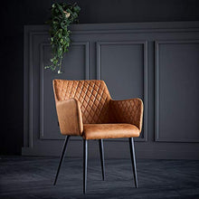 Damiware Rose Sedia con bracciolo | sala da pranzo Comfort Rivestimento in Tessuto (Cognac)