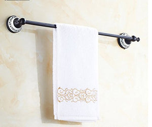 MBYW Portasciugamani Alto carico Portasciugamani da Bagno Mensola portaoggetti Portasciugamani in Ceramica/Singolo Bart Opaco Nero/Bronzo Antico Bagno Ciondolo in Rame Pieno, 60 cm