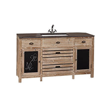 Loberon Mobile con lavello Rawlings, Legno di Abete rielaborato, Marmo, Ceramica, L/A/P ca. 150/86/62 cm, Marrone/Antracite