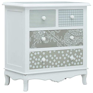 vidaXL Credenza con 4 Cassetti Bianca e Grigia 65,5x35x68 cm in MDF