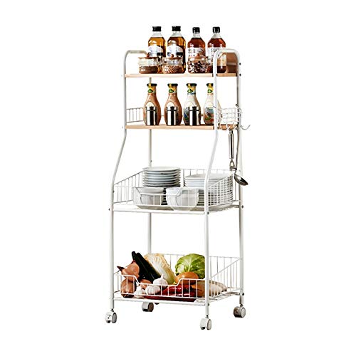 Quattro Ruote portatile strumento di archiviazione Carrello Scaffale, moderno e minimalista ripiano in metallo grano in legno cremagliera mobile conveniente soggiorno sala da pranzo mensola camera da