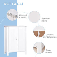 kleankin Mobiletto Armadietto 2 Ripiani 2 Ante con Maniglie da Bagno MDF 60 x 30 x 80cm Bianco