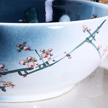 Jgophu Lavandino in ceramica dipinto a mano con fiori di prugna, colore: blu e bianco