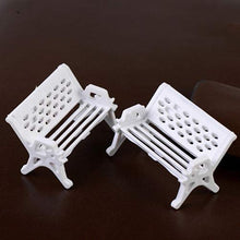 QULONG Ornamenti da Giardino per Esterni 2 Pezzi Mini panchina da Parco Ornamento da Giardino Decorazioni Artigianali in Miniatura - Bianco S