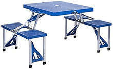 Tavolo da Picnic all'aperto Balcone all'aperto Giardino Camping Camping Tavolo e Sedia Kit Poltroncini Selvaggio Tavolo Pieghevole Spiaggia (3 Colori Disponibili) (Colore: Blu, Dimensione: L * W * H: