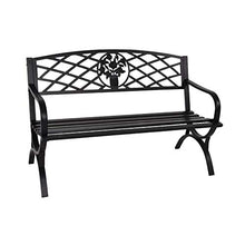 Gartentraum Panchina da Giardino in Metallo Nero con Ornamento Floreale - Panchina da Giardino Amareill