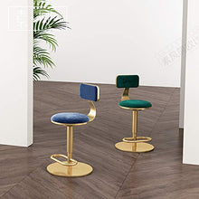 TopJiä Lusso Leggero Velluto Sgabelli da Bar con Schienale,Girevole Seggiola da Bar con Poggiapiedi,Regolabile da Bar 45-60cm,Adatto per L'altezza del Desktop 75-95cm,per Ristorante Bar Cucina
