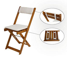 Spetebo Set di mobili in legno di acacia con cuscino per sedia, 2 sedie pieghevoli + tavolo pieghevole, in legno, per balcone e bistrot