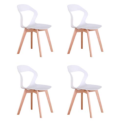 Naturelifestore Sedie Moderne della Sedia del Openwork dello Schienale Minimalista Moderno Nordico per la Sala da Pranzo, Salone,4PCS (White)