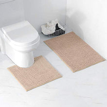 Wearable Carpet Set da bagno in due pezzi rettangolare a forma di U Tappetino da bagno lavabile per bagno per soggiorno(Camel)