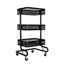 LY Carrello Multiuso a 3 Livelli Cart Carrello da Cucina con Ruote ， for Cucina Bagno Camera da Letto Soggiorno (Color : Black)