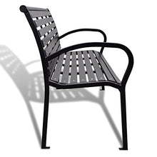 Panca da giardino con telaio in metallo solido, panca da giardino con schienale e bracciolo, panca per giardino, parco, terrazza, esterno, 125 x 60,5 x 80,5 cm