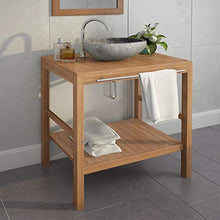 Mobile da bagno in legno di teak con finitura e corrimano per appendere asciugamani e vestiti, 74 x 45 x 75 cm