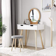 Specchio da Tavolo da toeletta Nordico con Set di sedie Tavolo da Trucco Sgabello da Trucco Camera da Letto in Legno Mesa 2 cassetti Europa (Color : A)