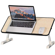 BAKAJI Tavolino Vassoio da Letto Divano Supporto per Notebook PC Laptop Tablet con Ventola USB Struttura Alluminio Piano in Legno Pieghevole Altezza e Inclinazione Regolabile (60 x 30 x 27 cm)