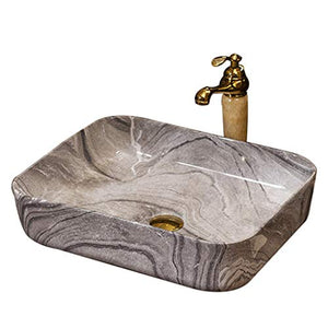 lilili Lavabo da Appoggio Lavandino da Bagno Rettangolo Lavabo D'appoggio in Ceramica per I Servizi Igienici Dell'hotel 40x50x13.5cm (Color : No Accessories)