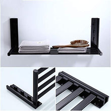 SWNN Bathroom Shelves Mensola da Bagno Multifunzione Pieghevole Nera Mensola da Bagno Multifunzione Mensola da Bagno Multifunzione Spazio Alluminio 590 * 210mm