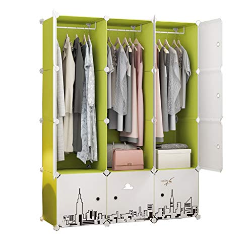 Locker 12-Porte Armadio Armadio 3-Hanging Archivi Rimovibili di Plastica 3-Gitter Angolo Scaffali Abbigliamento Home Camera Verde 111X47X147CM MUMUJIN