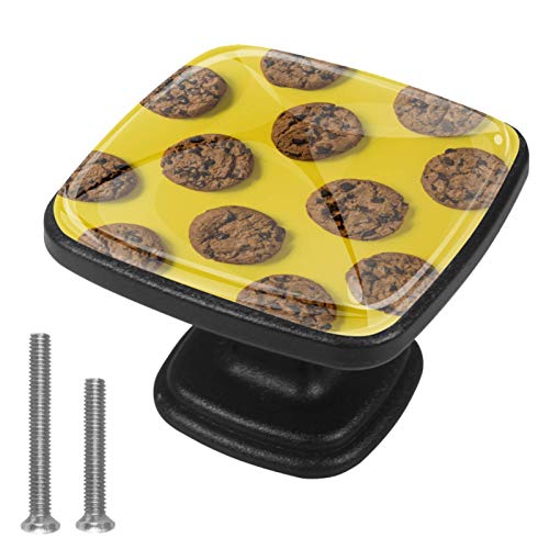 Set di 4 pezzi con maniglia quadrata per armadio da cucina, credenza, cassettiera, cassettiera, con viti, per cucina, comò, armadietto, bagno, armadio e biscotti al cioccolato al forno