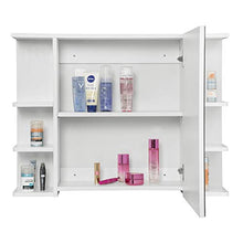 EUGAD Armadietto a Specchio da Bagno Mobiletto Pensile a Parete con 8 Mensole 80x20x60cm Bianco 0134WY