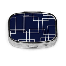 Scatola quadrata per pillole medicinali moderna blu navy e bianco geometrico moda pillola organizzatore viaggio pillola caso dispenser per vitamine integratori