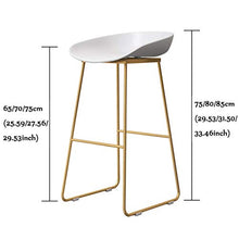 LWW Sgabelli, Sgabelli Bancone Seggiolone Senza Schienale Sgabelli Di Colazione Cucina Bar Café Europea Moderna Accogliere Fino a 65/70 / 75Cm Alto,Gambe Bianco-Oro,75 cm