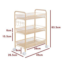 BLWX LY Scaffale da Cucina a 3 Livelli con Whell Elf Ripiano Antiscivolo for carrelli Cart Carrello da Bagno ， for Salone di Bellezza, Parrucchiere, Camera da Letto