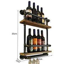 ZTH Loft Retro Mensola A Muro in Legno Mensola A Muro per Vino in Vetro Portabottiglie 2 Strati Portabottiglie da Parete in Metallo 5 Bottiglie Portabottiglie da Vino Free Standing A+