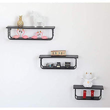 Semplicità Elegante Scaffale a Muro Scaffalature Sospese Scaffali in Ferro Arte Legno Massiccio Dormitorio Semplice Stoccaggio Cuscinetto Resistente, 2 Colori, 3 Dimensioni, HJJ, Nero, 54x12x14.3c