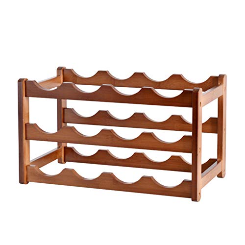 HWG Portabottiglie in Legno Porta Bottiglie di Vino Legno, Bottiglie A 4 Livelli 16, Lechnical Portavini, per Arredamento Casa Bar, Cantina, Cabina,D