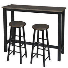 WOLTU Set Mobili da Bar Tavolo con 2 Sgabelli Alti Arredo per Cucina in Acciaio Legno BT17srs+BH130srs-2