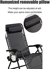 WUY Regolabile Terrazza Sedia a Sdraio Oversized Zero-Gravity Sedia Portatile Courtyard Portabicchiere La Sedia da Campeggio reclinabile è Dotata di portabicchieri e Cuscini in gr