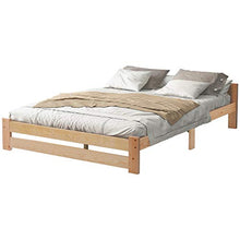 Keebgyy Letto in legno massiccio con testiera e rete a doghe, naturale (200 x 140 cm)