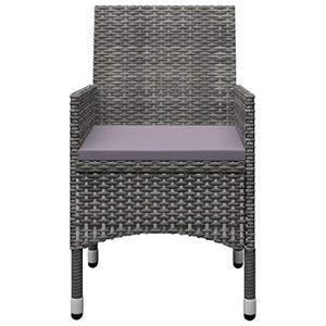 FAMIROSA Set Bistrot Giardino 3 pz Polyrattan e Vetro Temperato Grigio-8359