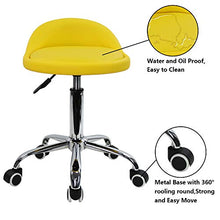 KKTONER Sgabello Rotondo in Pelle PU con Schienale Regolabile Regolabile in Altezza Sedia da Lavoro Girevole con Ruote Spa (Giallo)