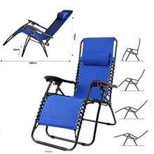 okaffarefatto zimbardi costanza Sdraio gravità Zero, Sdraio per Giardino - Materiale: Textilene - 160 x 110 x 65 cm, Color Blu, con Cuscino, Textilene