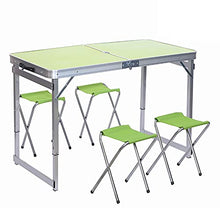 Rund Table De Pique-Nique Plante Et Plage Set De Table Et Chaises En Allegamento D'alluminio avec 4 SIÈGGES pour intérieur, EXTÉRIEUR, Camping, Fête, Barbecue, Jardin(Color:Verde)