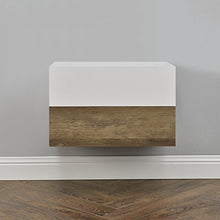 2 x Mensola da parete con cassetto - Bianco opaco/effetto legno - 46x30x15cm