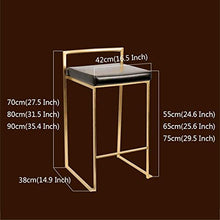 YS Sedia Sgabello da Bar Sedile da Bar, Sedia da Pranzo in Pu con Struttura in Metallo Semplice Creativa Nordica,Nero,55 cm (24,6 Pollici)