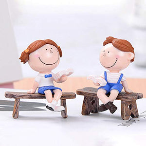jijuai554 Bella Ragazza Ragazza Lettura Modello Panchina Figurine Mini Bonsai Decorazione Giardino - Solo Panchina