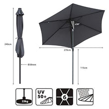 Sekey® Ombrellone in Ombrello Parasole da Esterno da Giardino Ø 270 cm Protezione Solare UV50+ Grigio Scuro