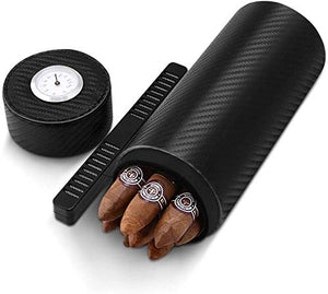 ZouYongKang Barattolo di humidor di sigaro, contenitore di sigari portatile in pelle di cedro in pelle, tubo di cigaro in fibra di carbonio, scatola di cigari portatile ultraleggero, per viaggi busine