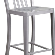 Flash Furniture Set da 2 Sgabelli da Bar, con Schienale con Assi Verticali, Altezza 76 Cm, per Interni Ed Esterni, qualità Commerciale, in Metallo, Colore Argento